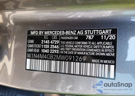 2021 Mercedes-Benz Glb 250 z USA, uszkodzony, nr VIN W1N4M4GB2MW091269